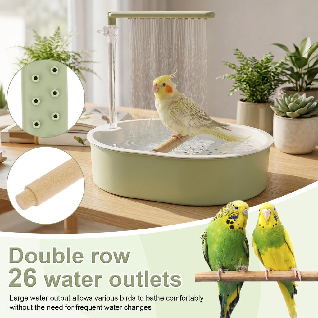 Pet Bird Bath Adjustable Water Flow Parrot Shower Fountain with Speed Control Valve and Quiet Water Pump Bird Cage Accessories