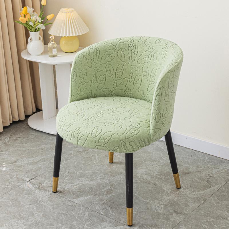 Nordic 3D Jacquard Curved Armchair Elastic Seat Cover Carved Arc-Shaped Chair Cover Dustproof Protect Dining Chair Slipcover