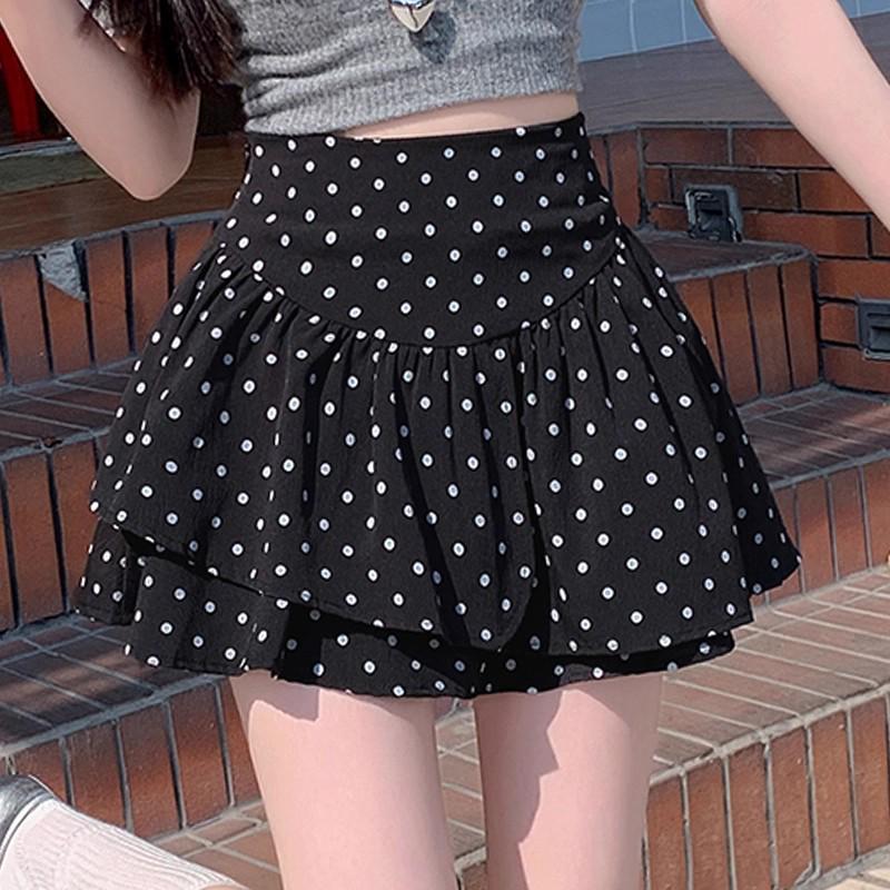 Women s High-Waist Polka Dot A-Line Cake Skirt – Summer 2025 Style, Fluffy & Short 3XL