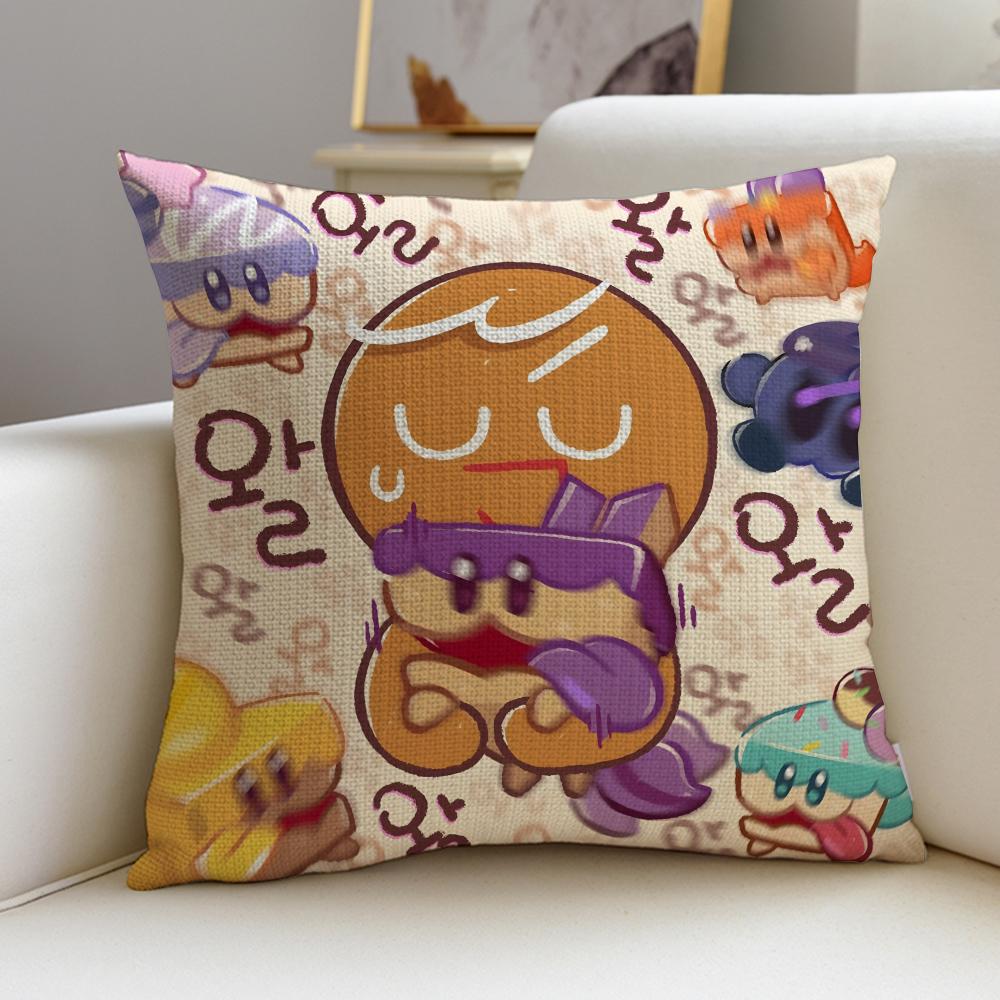 Fun CCookie RunS Cushion Cover Breathable and skinfriendly linen pillowcase square removable and washable cushion
