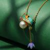 Exquisite Tulip Tassel Pendant Necklace with Pearl & Flower Charm for Women