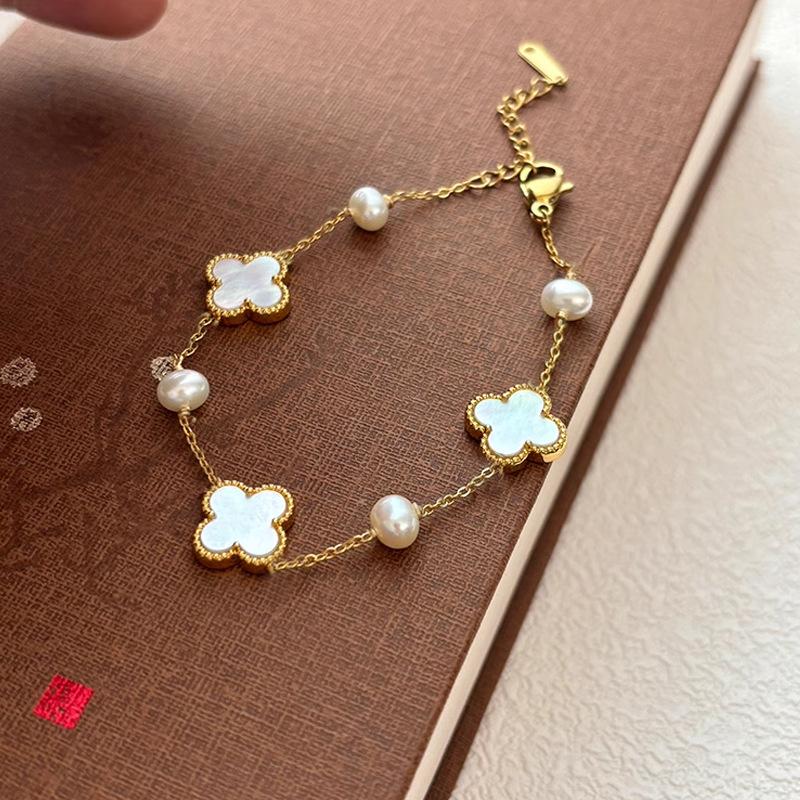 Универсальный женский браслет с новым китайским клевером freshwater pearl