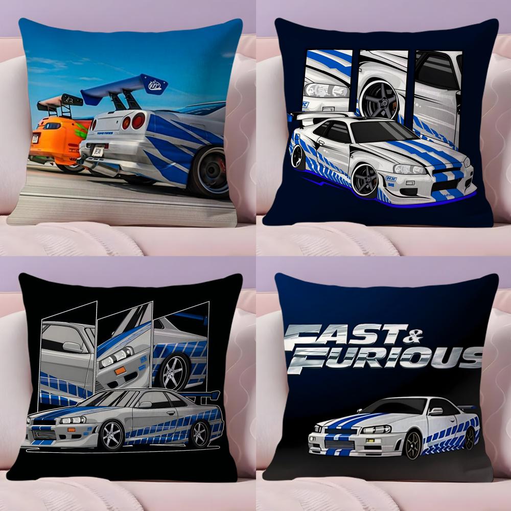 F-Fast And F-Furious R-R34 Cushion Cover Plush Fabric Soft Double-Sided Printed Sofa Warm Winter Home Gift Pillow Cover