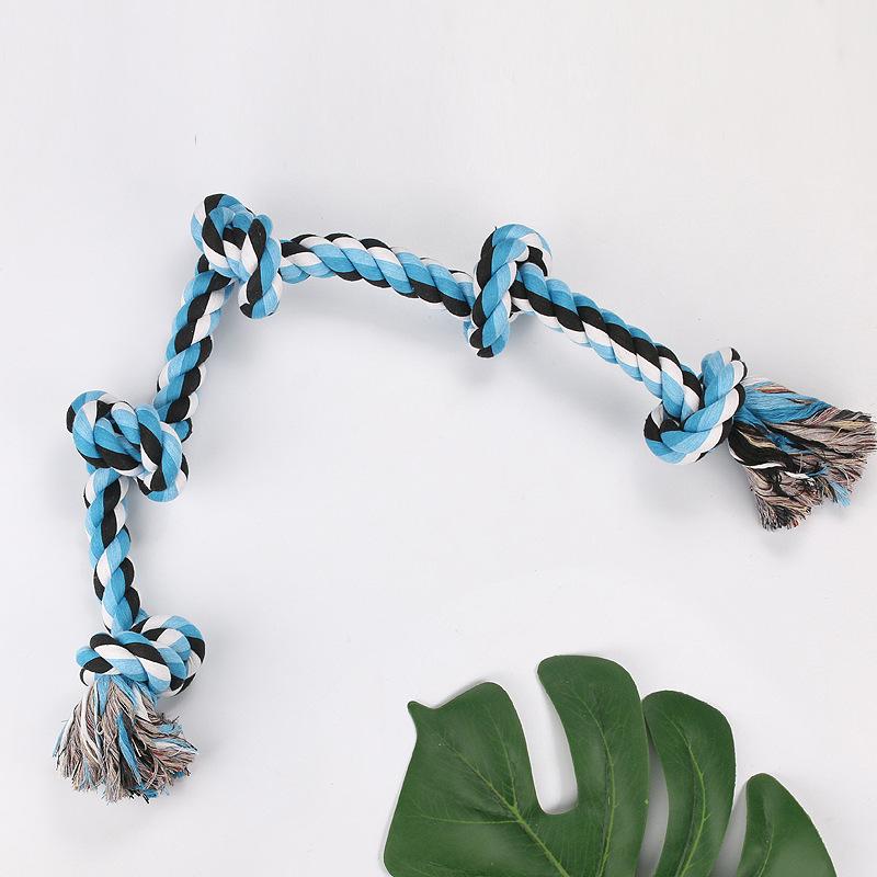 Pet toys Dog bite-resistant golden retriever medium and large dog cotton rope toy, big dog five-knot three-strand rope knot molar toy