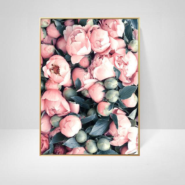 Pink Peony Flowers Paintings Posters Nordic Home Decor Oil Painting Posters And Prints Living Room Home Decor Canvas Wall Art