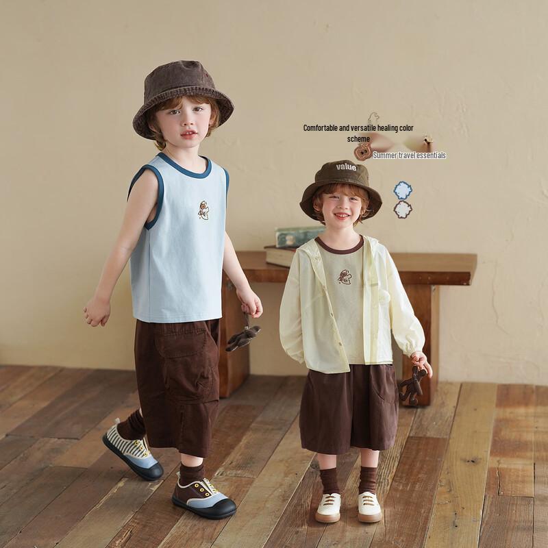 Unisex Kids Cotton Color-Block Summer Vest 35