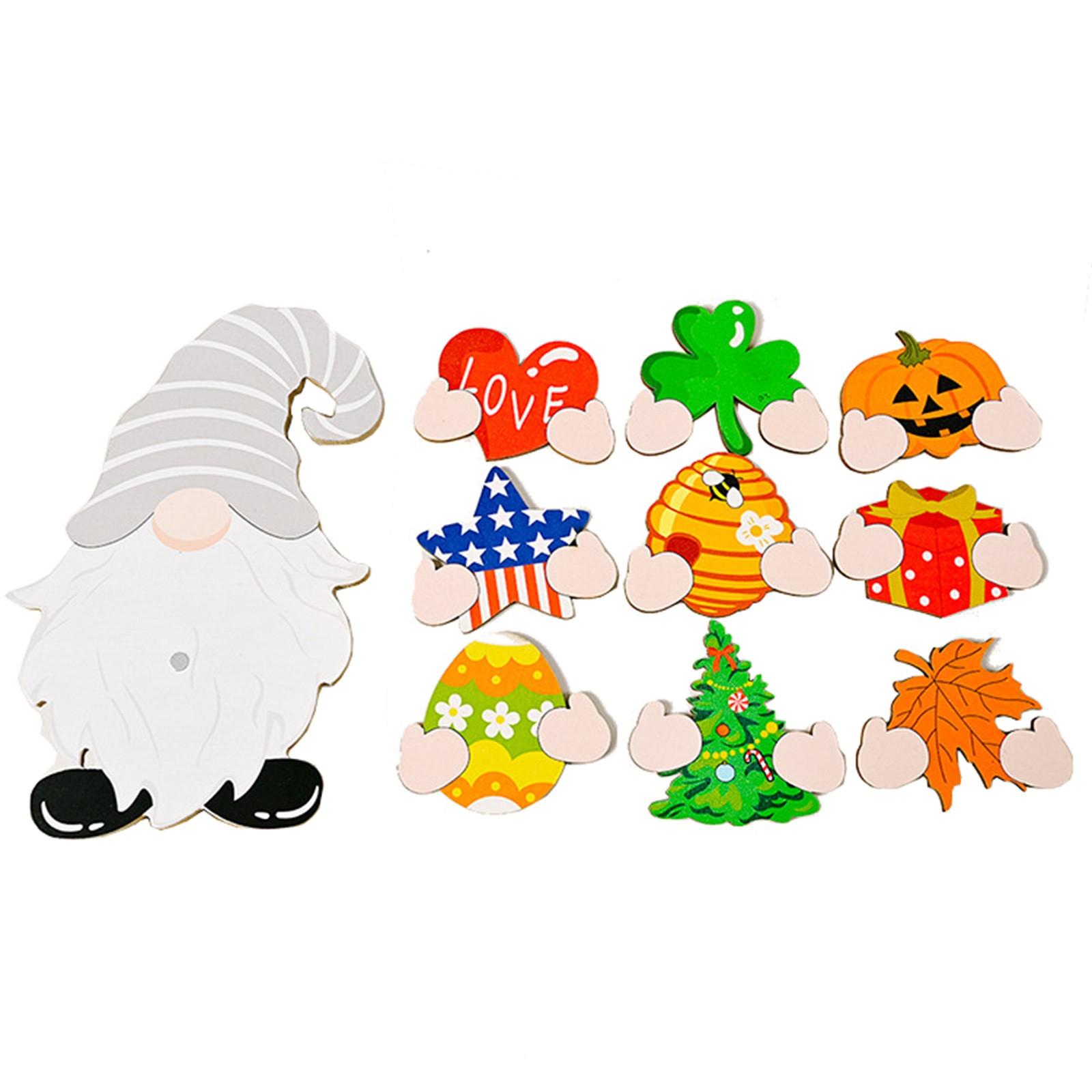 

(SU)Gnome Дверь вешалка Сезонный Приветственный знак со сменной висячие ручной работы