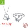 Ins Moissanite Non-Fading 925 Sterling Silver Ring Super Flash Heart-Shaped Mozzarella Jewelry Set