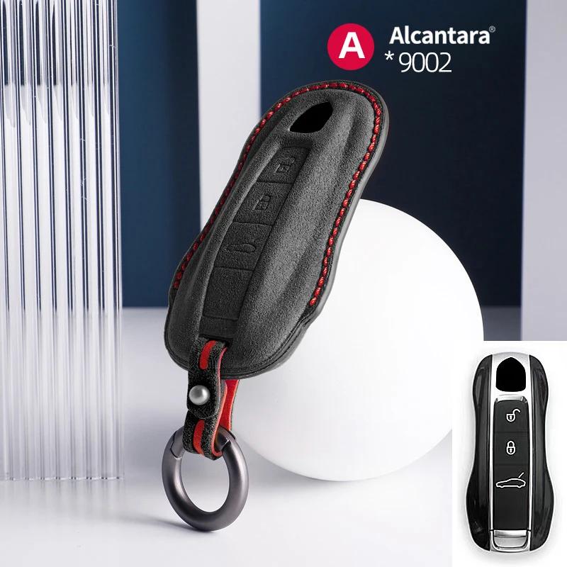 Alcantara Car Key Case Cover For Porsche Panamera Spyder Carrera Macan Cayman Cayenne 911 970 981 991 Accessories