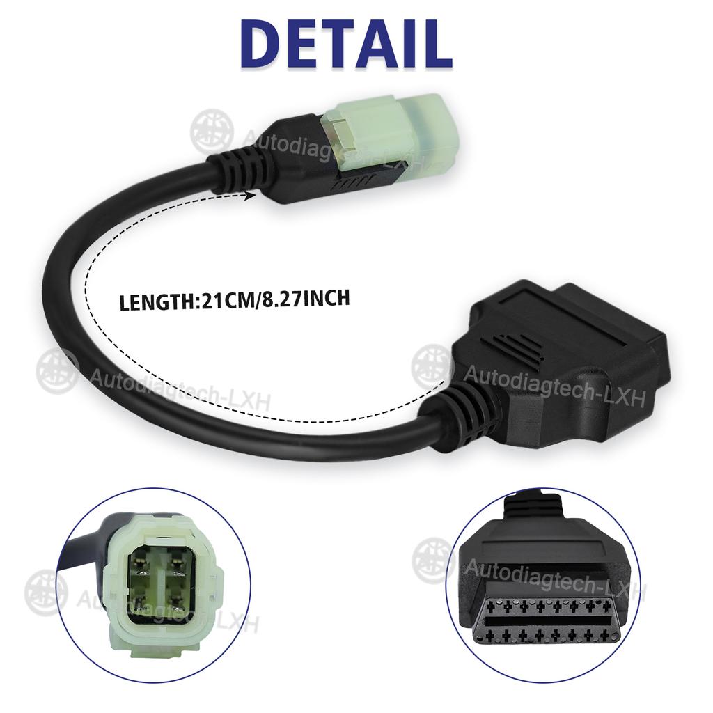 OBD2 for Kawasaki 4pin Cable To 16Pin OBD2 Motorcycle Diagnostic Adapter Connector Cable for Z250 Z650 Z900 ER6N EX650F Ninja400
