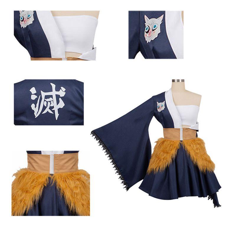 Slayer Hashibira Demon Inosuke Cosplay Adult Girl Costume Dress Uniform Outfit