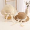 Simple Lace Bow Straw Hat Breathable UV Protection Sun Visor Cap Foldable Children Panama Caps for Girls