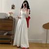 White Dress Women's Summer Lace Suspenders New Gentle and Sweet Vacation Style First Love Waist and Thin Medium and Long Dress