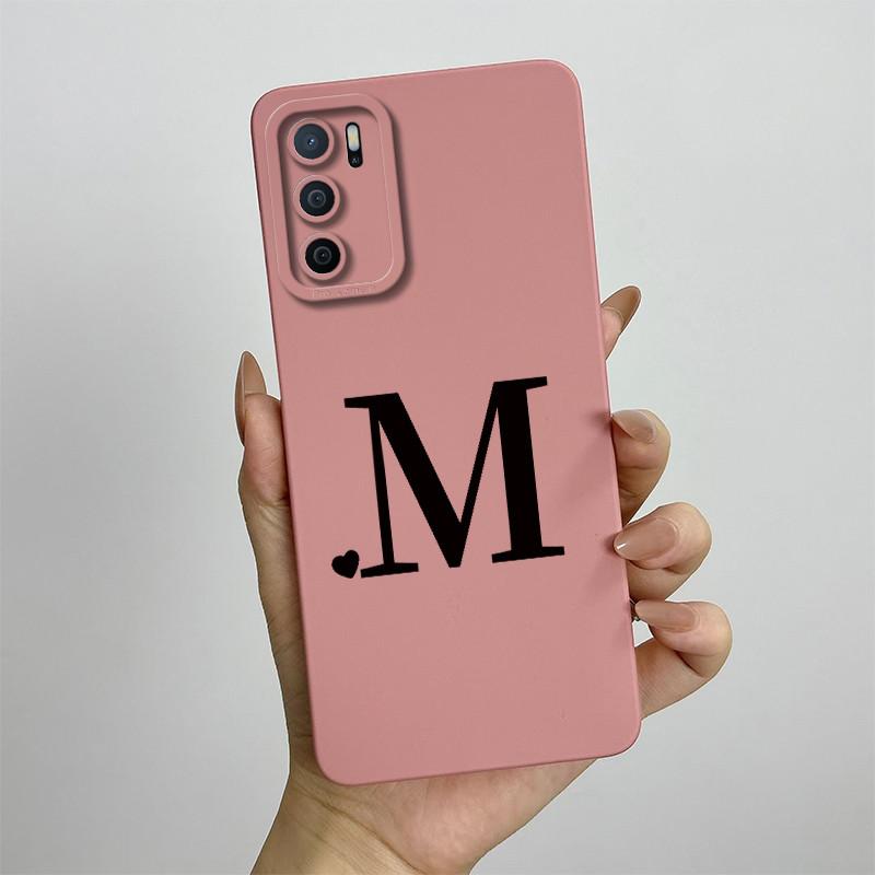 Phone Case For OPPO A54s Case oppo A16 A16S CPH2269 CPH2271 Cute Letters Square Liquid Silicone Soft Shockproof Back Cover Funda