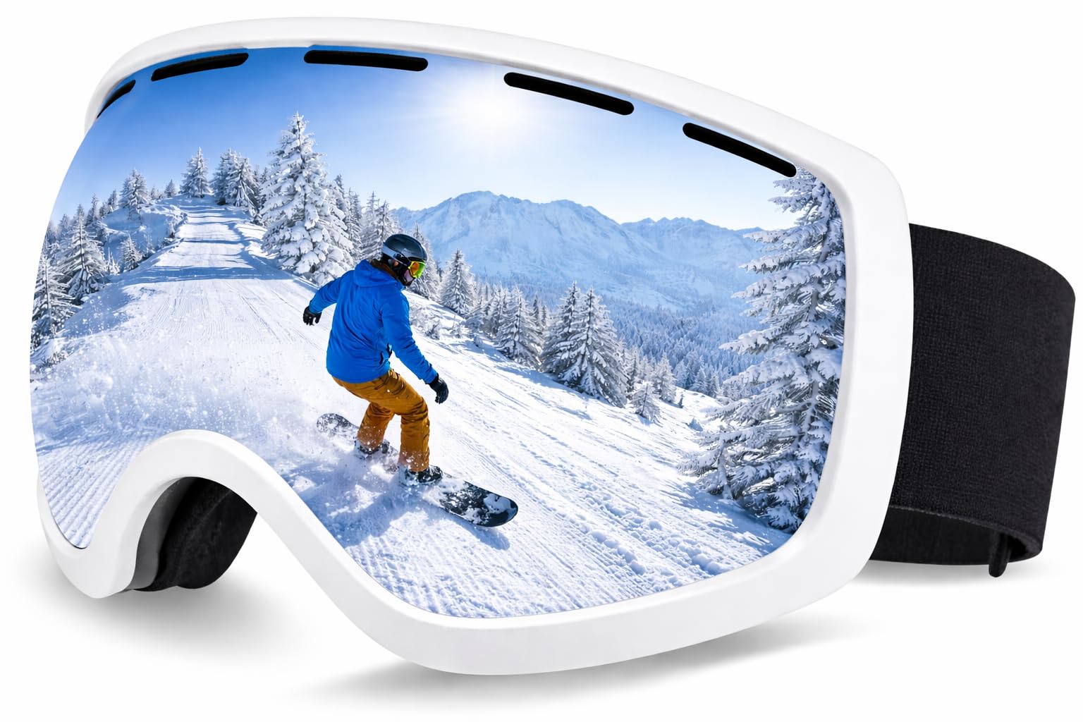 

[Amazon.co.jp Exclusive] GGN Snowboard Goggles, Strong Ventilation, Mirrored Lens, White, Glasses Compatible, Blocks 99.9% of UV Rays, Ultra Lightweig
