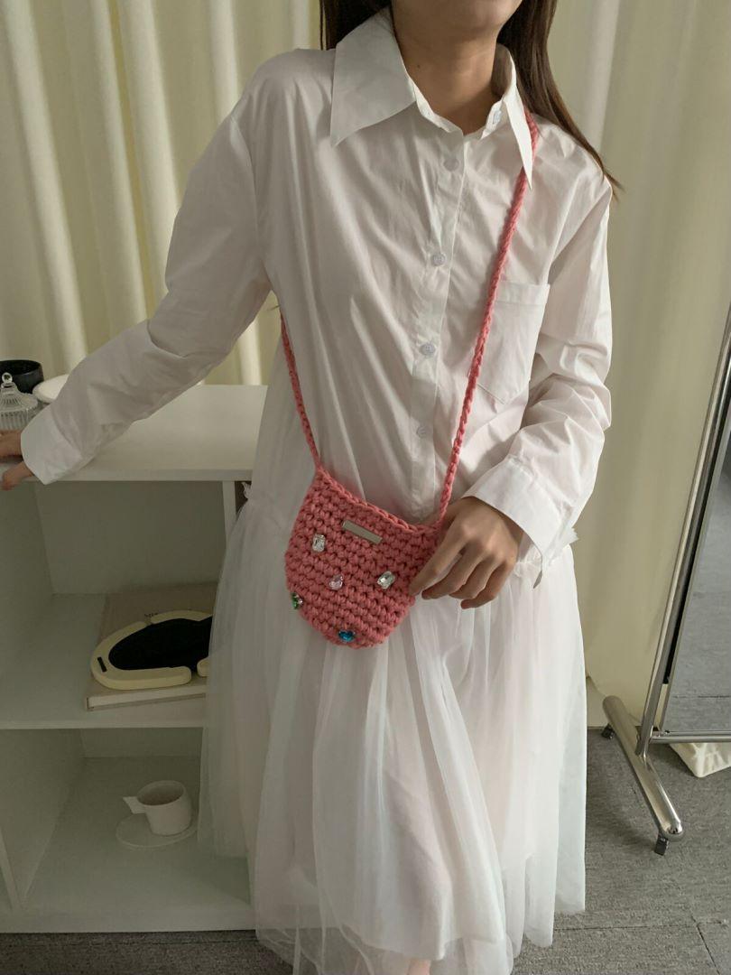 

2024 autumn masonry hand-woven bags are all cotton thread messenger bags розовый