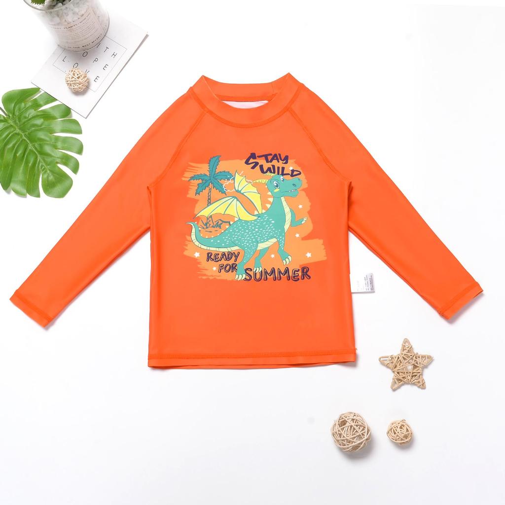 Boys' Long Sleeve Graffiti Print Swimsuit - 2025 Two-Piece Set