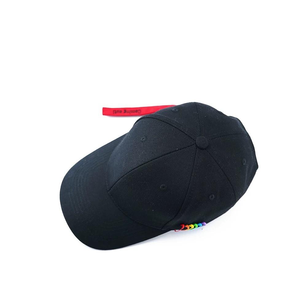 Rainbow Pin Techwear Hip Hop Punk Baseball Cap Men Women Outdoor Sport Street Casual Red Ribbon Hat