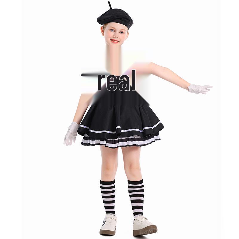Costume da Clown Mimo per Ragazze 1 Giugno: Performance Teatrale Europea e Americana e Atto di Halloween