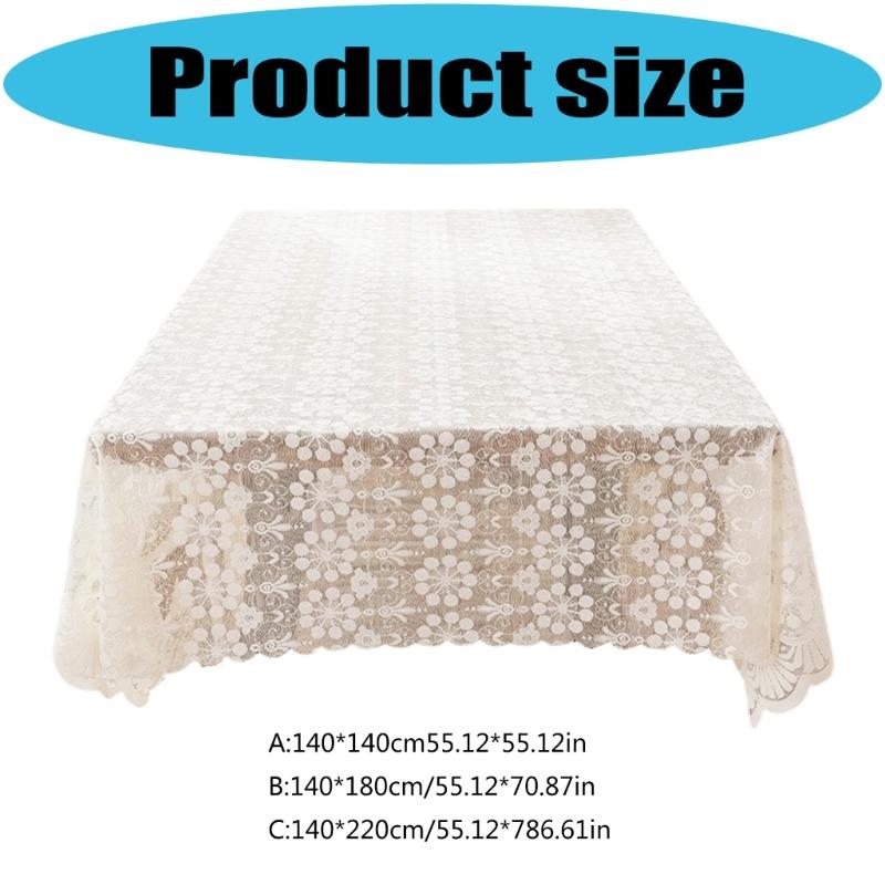 Nonslip Florals French Lace Tablecloth Polyester Fabric Easy Cleaning for Home Dining Table Cover