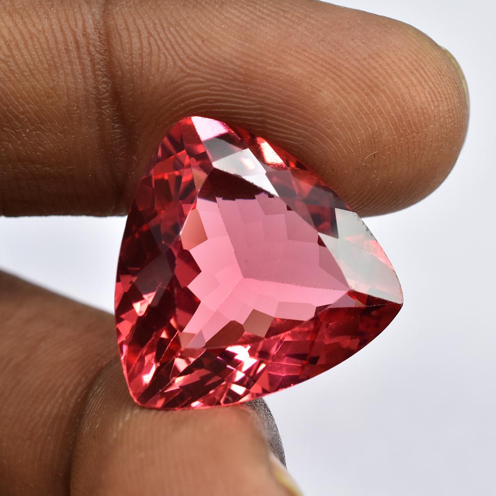 Stunning Natural Padparadscha Sapphire 24 Ct Trillion Certified Loose Gemstone