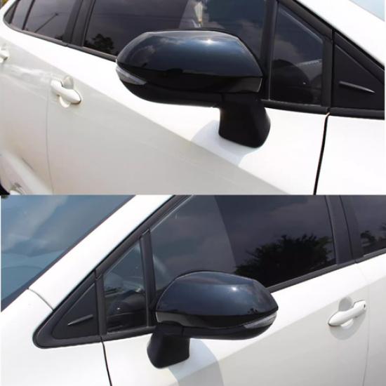 Bright Black Rearview Mirror Cover Trim For Toyota Corolla -2024