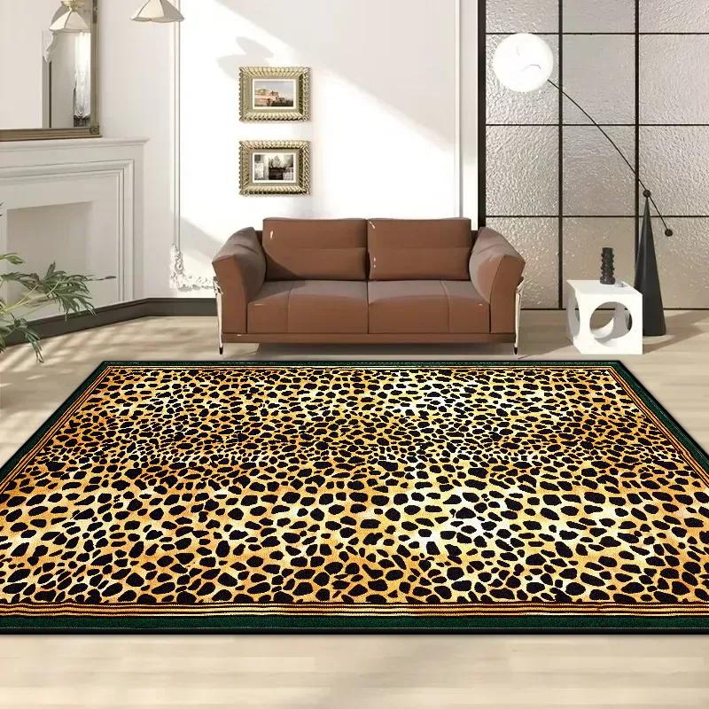 American Style Leopard Print Living Room Carpet Modern Decoration Sofa Area Easy Clean Rug Home Bedroom Entrance Door Mat