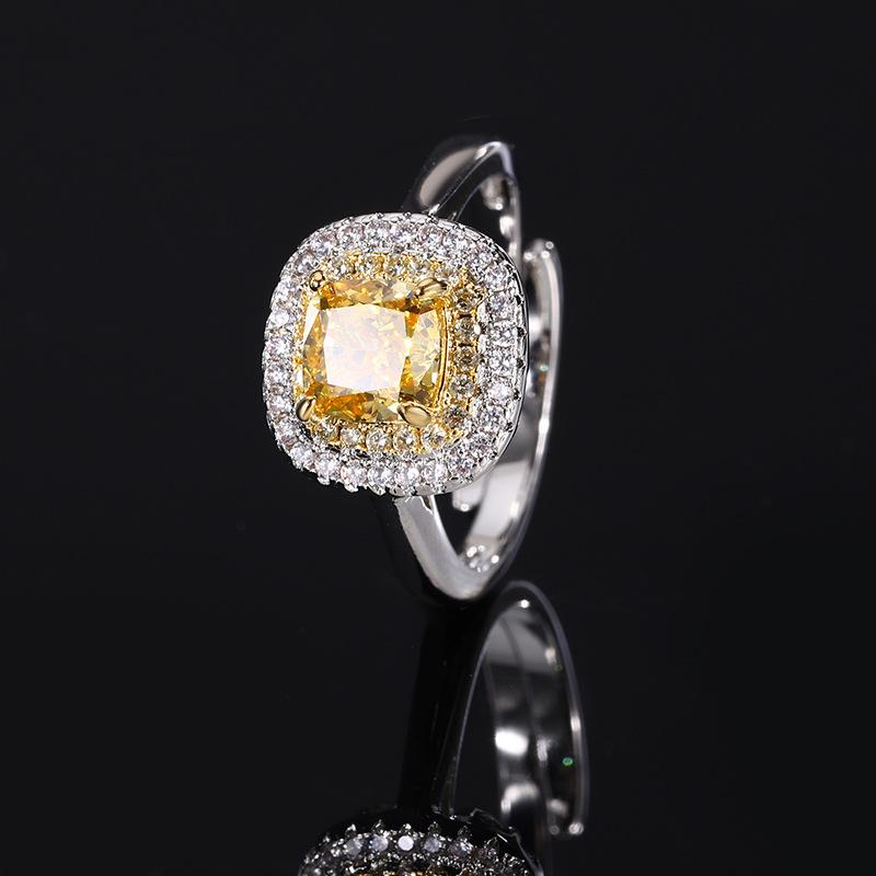 Autumn And Winter Jewelry Set, High Carbon Diamond Ice Flower Cut Copper Inlaid With Yellow Diamond Set, Main Stone 6 * 6