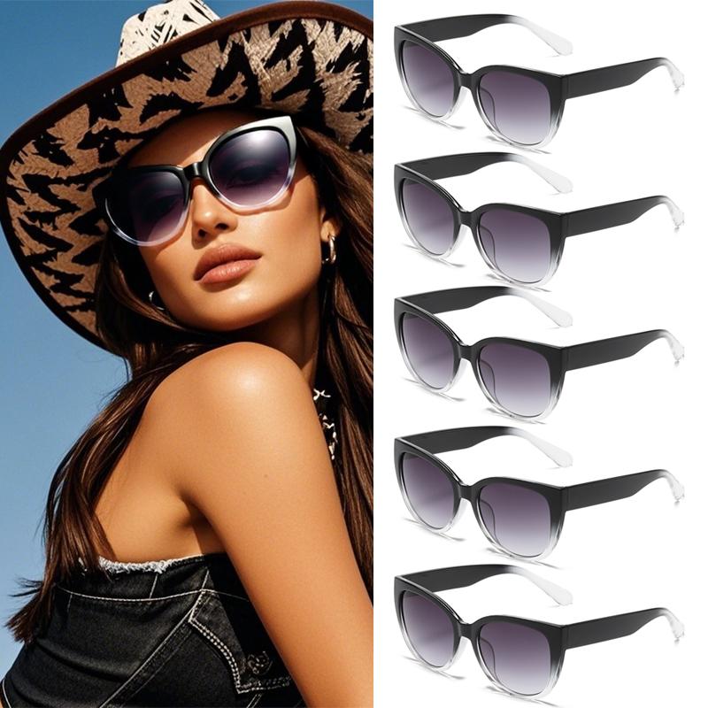 

5pcs Classics Women Large Cat Eye Sun Glasses Purple Gradient Lens Design Sunglasses Unisex Outdoor Female Shades Goggles UV400