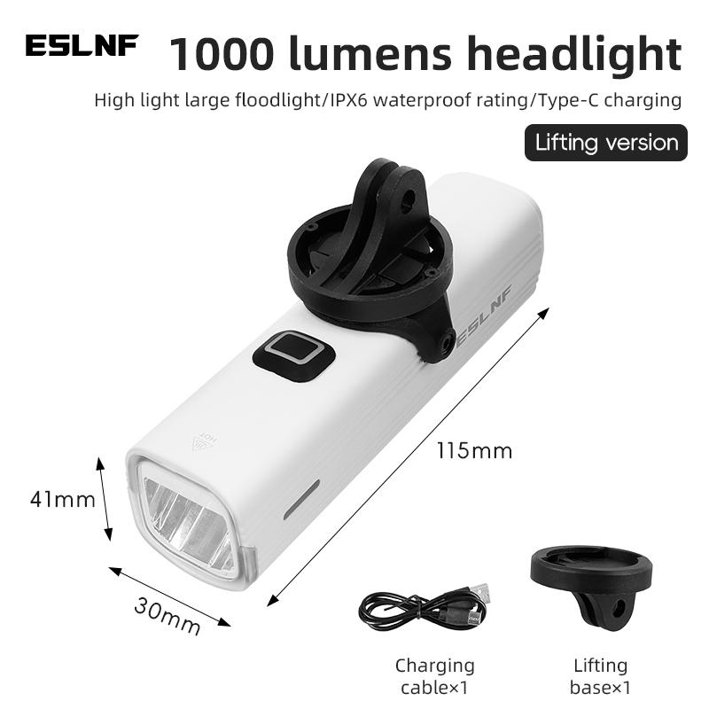 ESLNF High Light 1000lm MTB Road Bike Front Light Aluminum alloy Night Safety Cycling Light Rainproof Bicycle headlight 1000-1500 Lumen&3000-5000 Mah