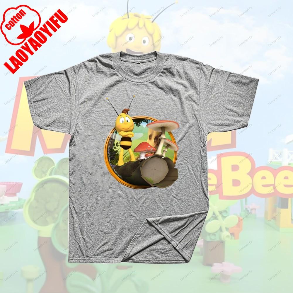 Maya The Bee Movie Cartoon Character T-shirts Maya The Bee Movie Kawaii Cartoons T Shirt Summer Breathable Camisetas