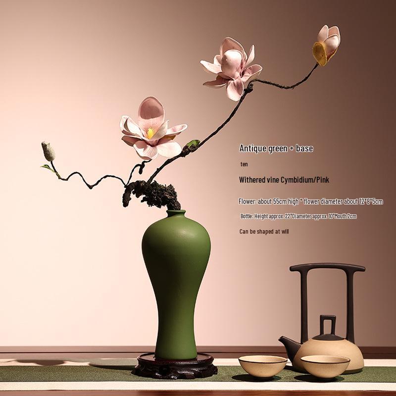 High-End Artificial Silk Magnolia Flower Arrangement - Classical, Elegant Dried Flower Set for Home Decor