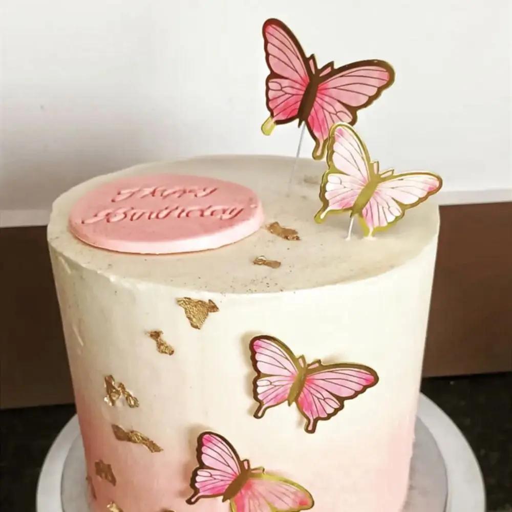 1Sheet Happy Birthday Sequins Butterfly Cake Topper Cake Decoration Simulation Butterflies Wedding Cake Decorating Supplies