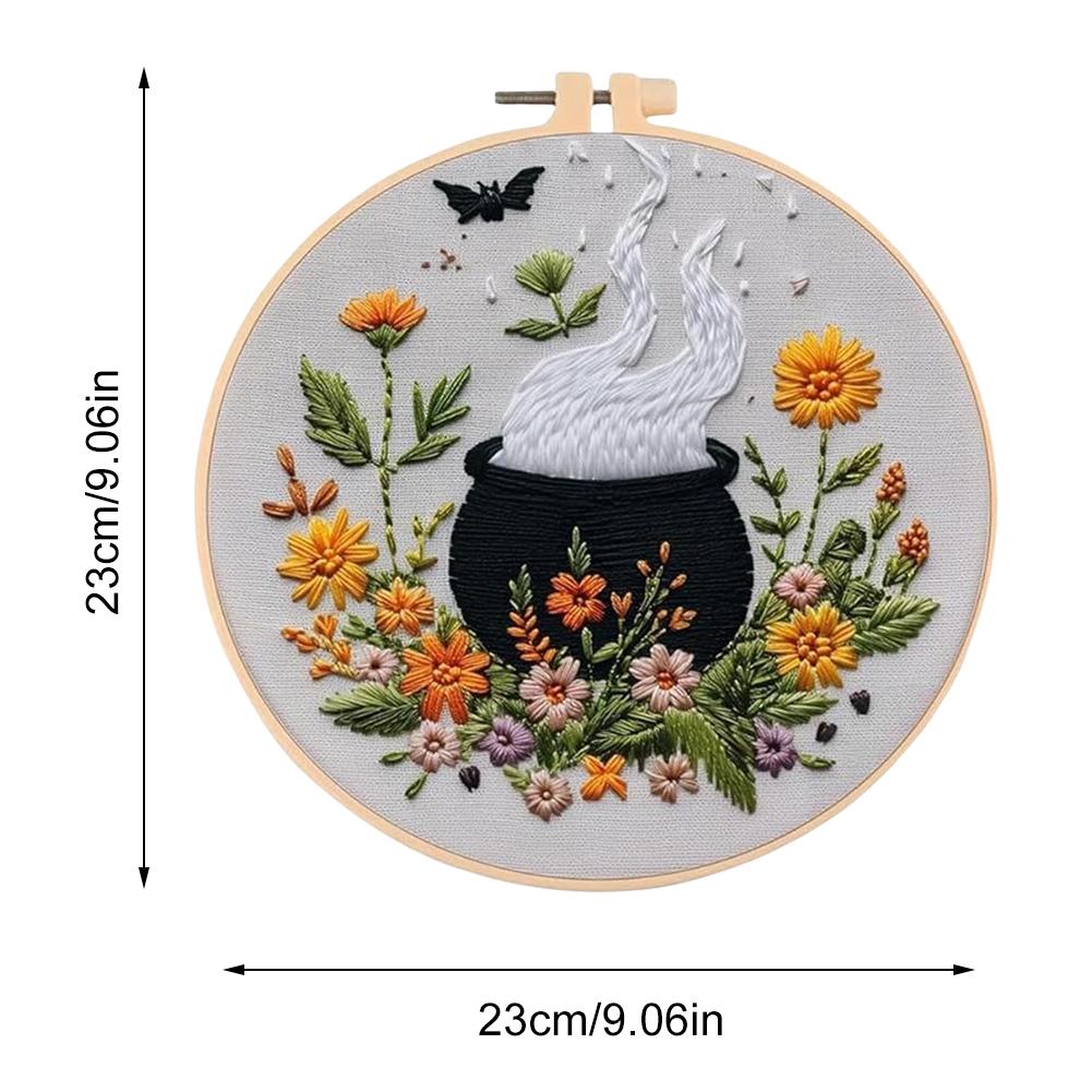 Halloween Embroidery Starter Kit Ghost & Gothic Stamped Pattern Cross Stitch DIY Christmas Decoration Embroidery Kit for Adults