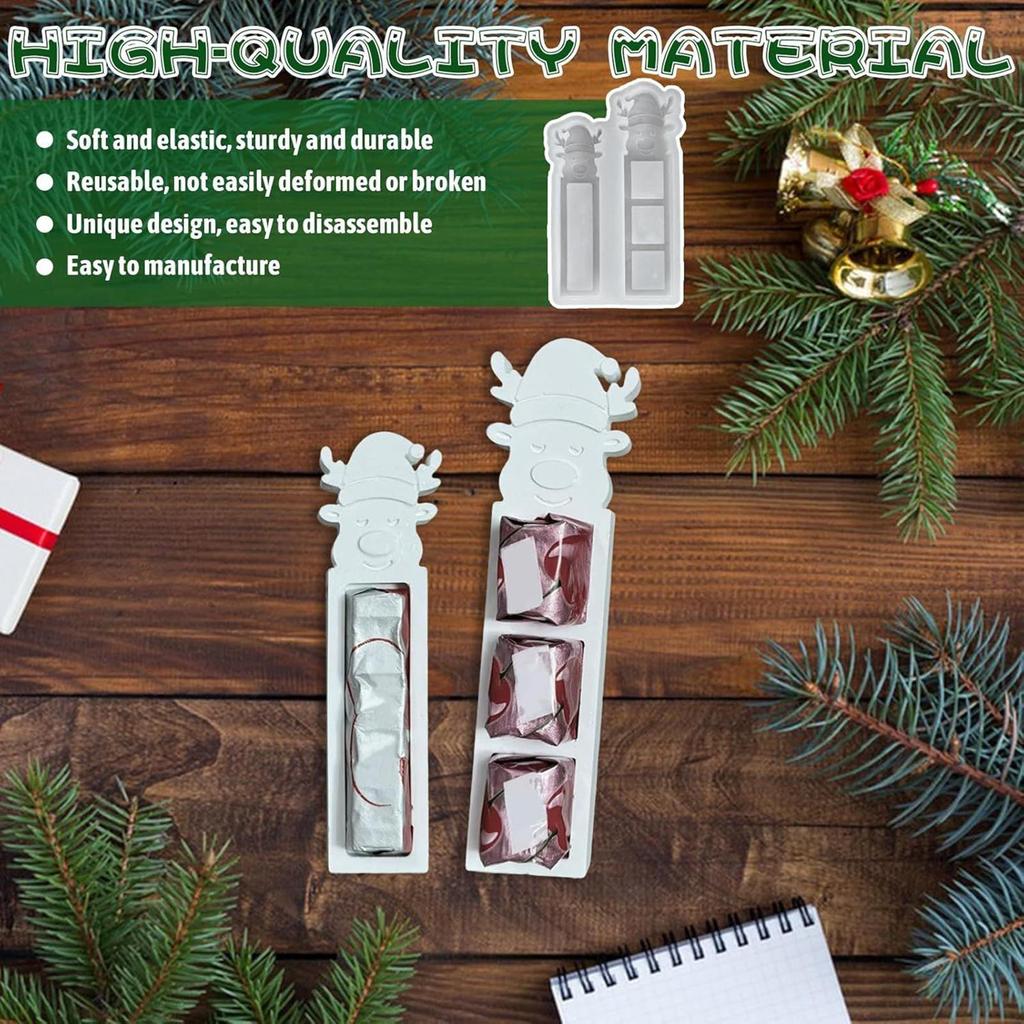 Christmas Santa Claus Reindeer Shaped Silicone Gypsum Dropper Handmade Mold Polymer Wax Epoxy Casting Mold Decoration