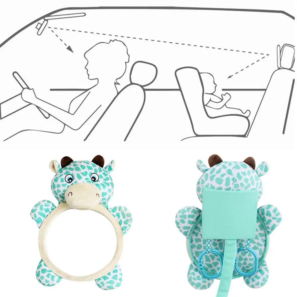 Car Baby Mirror Interior Rearview Kids Monitor Mirrors For Safety Rear Seat Headrest Baby Mirrors Cute Cartoon Animal Mirror