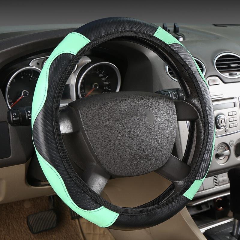 1pc, PU Carbon Fiber Leather Car Steering Wheel Cover, Without Inner Ring Suitable for 14.5-15 Inches of Automotive Supplies.