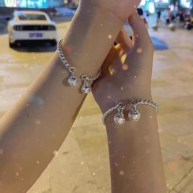 Charms 925 Silver Color Beautiful Palace Bell Cuff Bangle For Woman Bracelets  Party Wedding Jewelry
