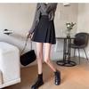 2024 Spring Plus Size Korean Style Black Pleated High-Waisted Slimming Skirt