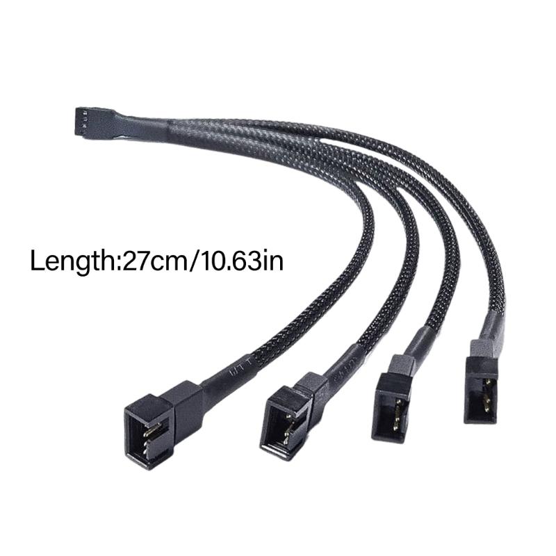Fan Adapter 1 To 4 Splitter Cable For PC Cooling Systems Supports Speed Controls And Overloads Protections