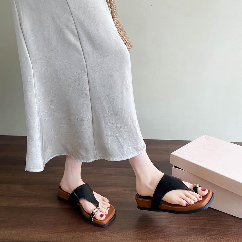 Mode CRLAYDK Mode Damen Leopard Zehentrenner Keilabsatz Walking Ringzehe Sommer Strand Hausschuhe Indoor Outdoor Reise Leder Pantoletten