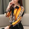 2025 Fashion Office Lady Printed Shirts Spliced Leopard Long Sleeve Chiffon Shirts Women Tops Leopard Button Blouse Women Clothing 8092 50