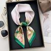 70cm Chinese Style Lotus Printed Scarf Women's Simulated Silk Plant Printed Scarfs Thin and Fashionable Headscarf Shawl Scarf