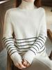 2026 A/W Women's High Neck 100% Wool Patchwork Sweater - Thick, Slim Fit, Versatile Knitwear