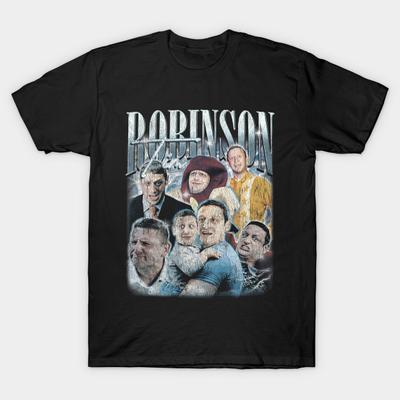 Asian Size Men Black Print T-shirt Tim Robinson Vintage No-Cut Heat Transfer Print Cotton Tshirt