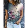 Women's Summer Casual Round Neck Short Sleeve Floral Pattern Top Wear Ladies T-shirt Mother's Day Gift