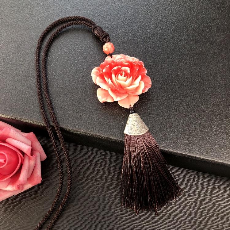 

Этнический стиль ретро романтическое розовое ракушечное ожерелье с бахромой, женская длинная универсальная ручной работы цепочка для свитера с ракушечным кулоном, аксессуары