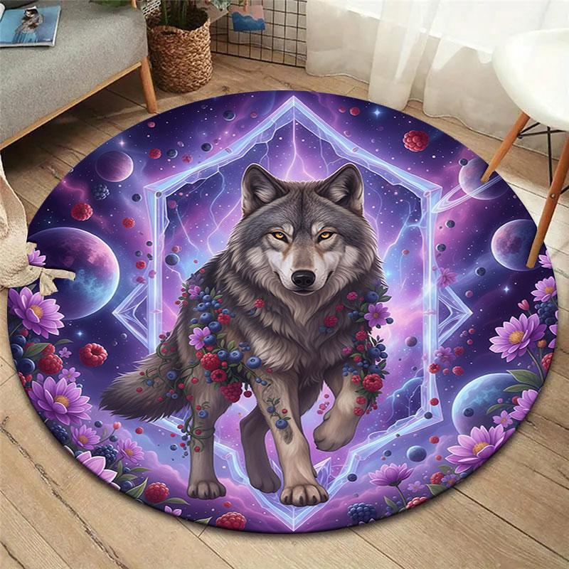 Magical creatures Round Area Rug,Carpet Rug for Living Room Bedroom Sofa Playroom Decor,Non slip Floor Mat 80cmx80cm