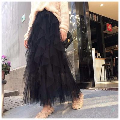 Gonna irregolare in rete di tulle con stile torta per ragazze