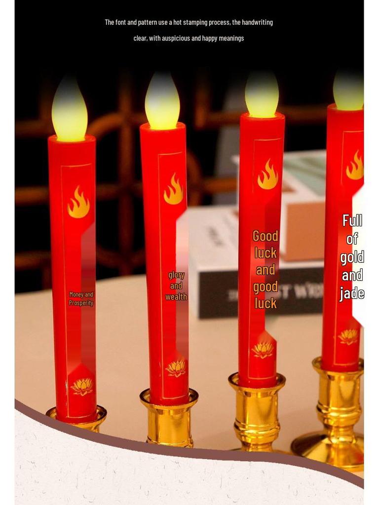 Electronic Candles for Incense Offering: God of Wealth Lamp for Buddha Altar, Housewarming, & New Home Candlestick